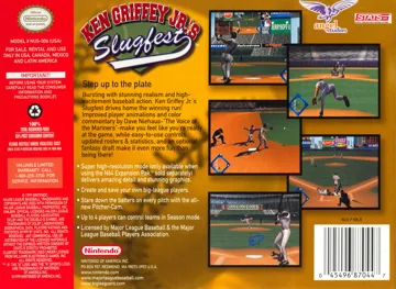 Ken Griffey Jr.'s Slugfest (USA) box cover back